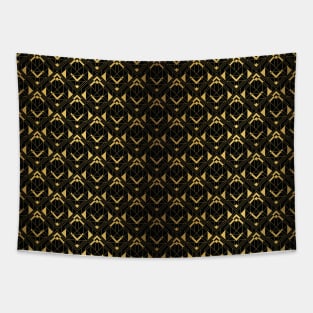 Black and Gold Vintage Art Deco Diagonal Diamond Geometric Repeat Tapestry