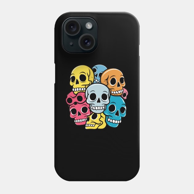 Skulls in Vibrant Colors Phone Case by Nightmare Tee