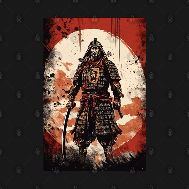 samurai with red moon in background by Maverick Media