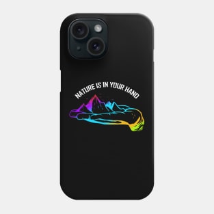 Logo Nature Is In Your Hand With Mountains For Earth Day Phone Case