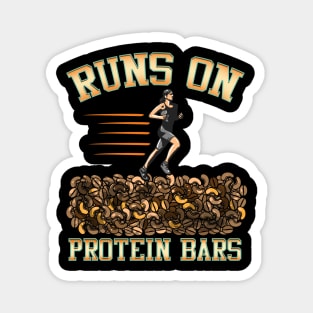 Runs On Protein Bars Funny Cardio & Running Pun Magnet