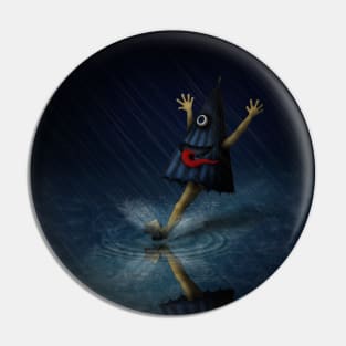 Kasa Obake Japanese Umbrella Ghost Enjoying A Rainy Day Pin