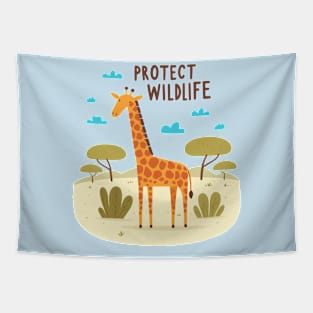 Giraffe Protect Wildlife Kids Tapestry