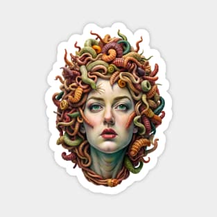 Medusa head - Woman with worms, surrealism weird Magnet