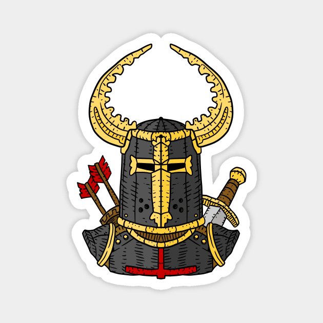 crusader helmet. medieval knight. Magnet by JJadx