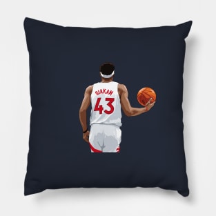 Pascal Siakam with Ball Above Waist White Qiangy Pillow