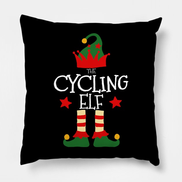 Cycling Elf Matching Family Group Christmas Party Pajamas Pillow by uglygiftideas