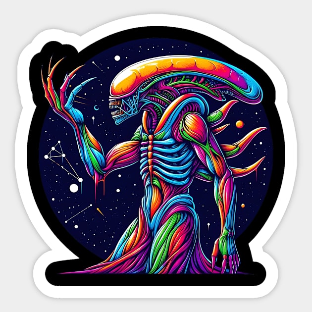 Vibrant Xenomorph Artwork - Xenomorph - Sticker | TeePublic
