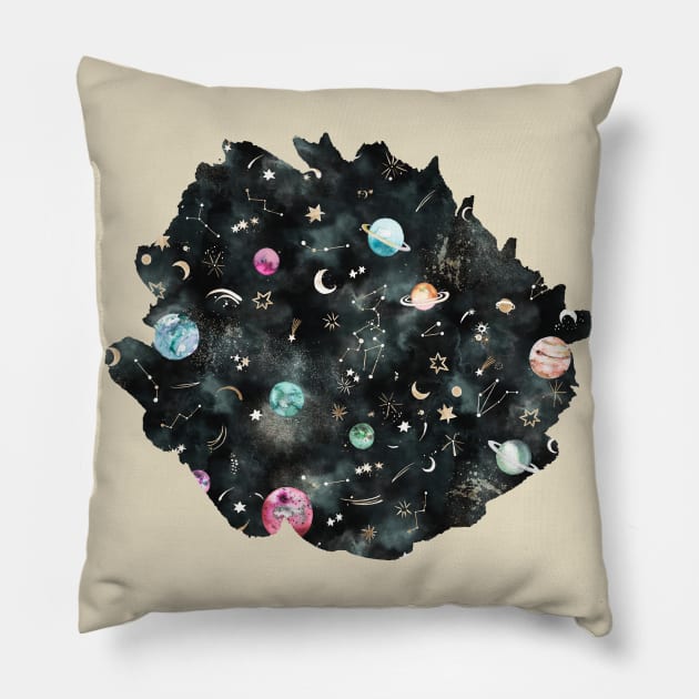 Galaxy Space Planets Constellations Pillow by ninoladesign