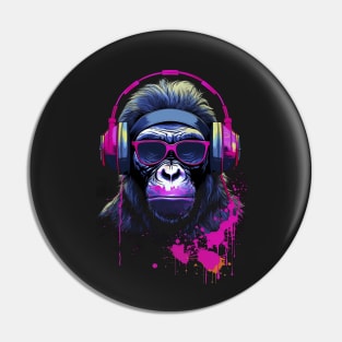 Graffiti-Inspired Chimpanzee Ink and Paint Splatters Pin