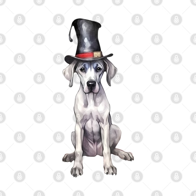 Watercolor Great Dane Dog in Magic Hat by Chromatic Fusion Studio