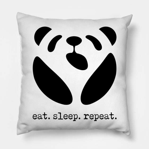 Panda: Eat. Sleep. Repeat. Pillow by oobmmob