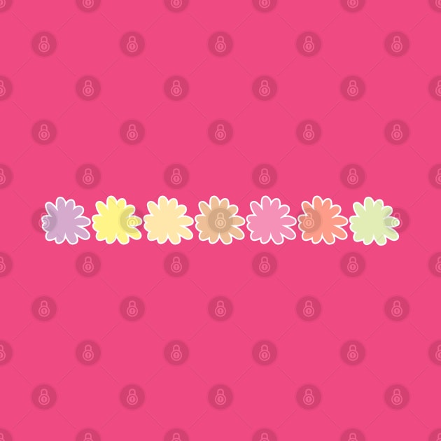 Multi Color Daisy Flower Row Minimal Graphic Art by ellenhenryart