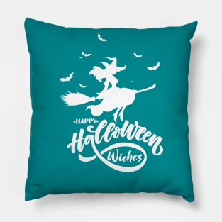 Happy Halloween Beauty Witch Flying Broom Pillow