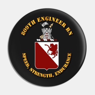 809th Engineer Bn - Coat of Arms w Motto Pin