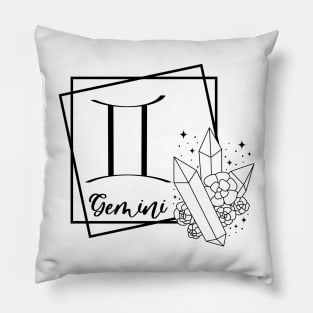 Gemini Zodiac Sign Floral Crystal Design Pillow