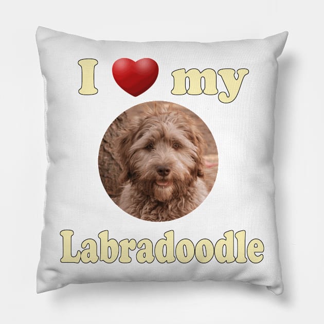 I Love My Labradoodle Pillow by Naves