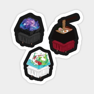 Artisan Keycaps Ramen, Koi Pond, and Cute Space Astronaut Switch Sticker Set Magnet