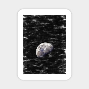 Partial Bright Moon In The Night Sky. For Moon Lovers. Magnet