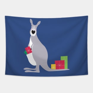 Kangaroo with Christmas gifts Tapestry