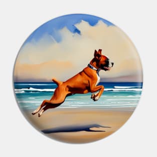 Boxer at the Beach Pin