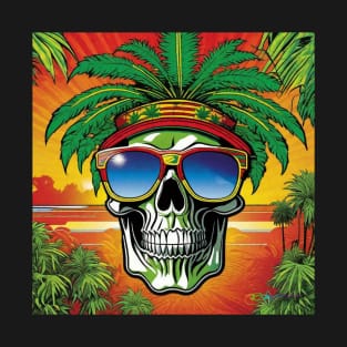 Reggae Music - Jamaican Stoner Skull 21 T-Shirt