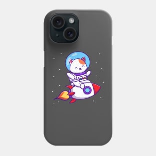 Cute Astronaut Cat Riding Rocket Cartoon Phone Case