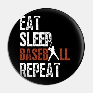 Eat Sleep Baseball Repeat, Funny Baseball Players Kids Boys Pin