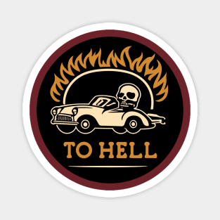 simple car and skull to hell Magnet