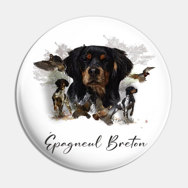 The Brittany,  Bird hunting Pin by German Wirehaired Pointer 