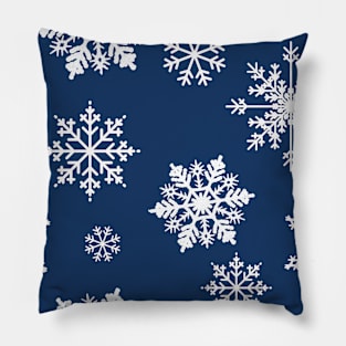 Snowflakes on Blue background Pillow