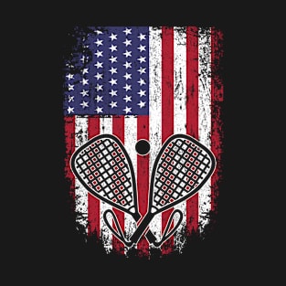 Racquetball American Flag Patriot Graphic USA Patriotic Racquetball Player T-Shirt