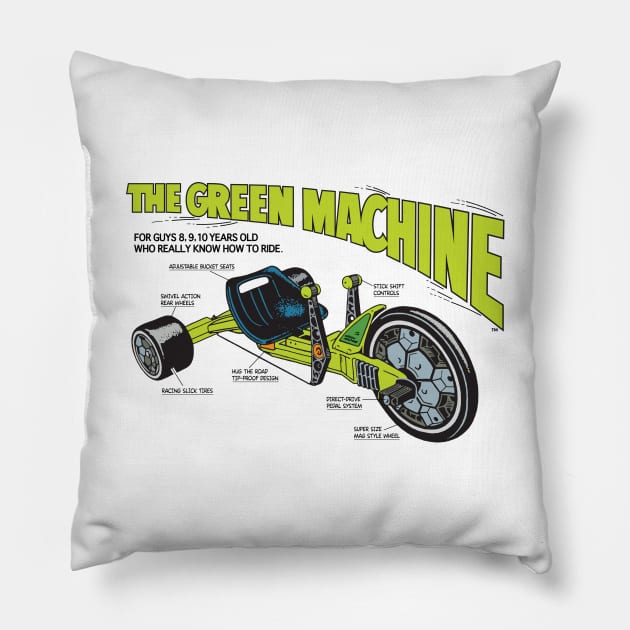 Green Machine - Big Wheel (Light) Pillow by Chewbaccadoll