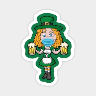 Irish Girl Beers Mask St Patrick's Day Magnet