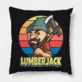 Lumberjack Cartoon vintage Design Pillow