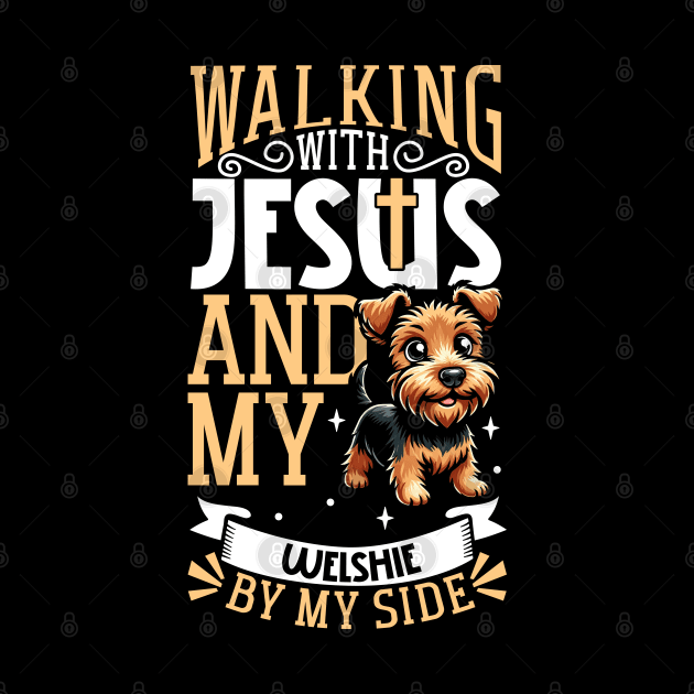 Jesus and dog - Welsh Terrier by Modern Medieval Design