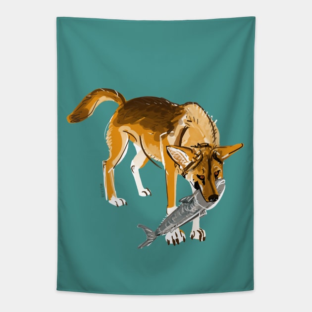 Fraser Island Dingo Tapestry by belettelepink