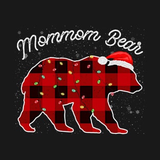 Mommom Bear Santa Christmas Pajama Red Plaid Buffalo Family Funny T-Shirt