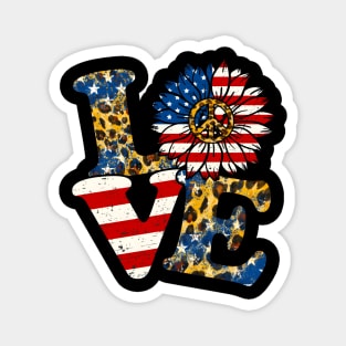 4Th Of July Us American Flag Peace Sign For Love Magnet