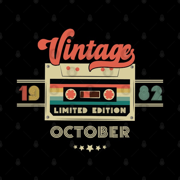 Vintage October 1982 Music Cassette - Limited Edition - 40 Years Old Birthday Gifts by Vixel Art