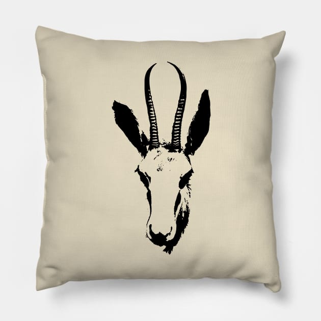 Gazelle Antelope Silhouette Illustration Pillow by softbluehum