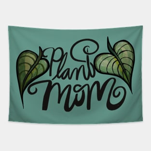 Plant Mom Giant Green Leaves Tapestry