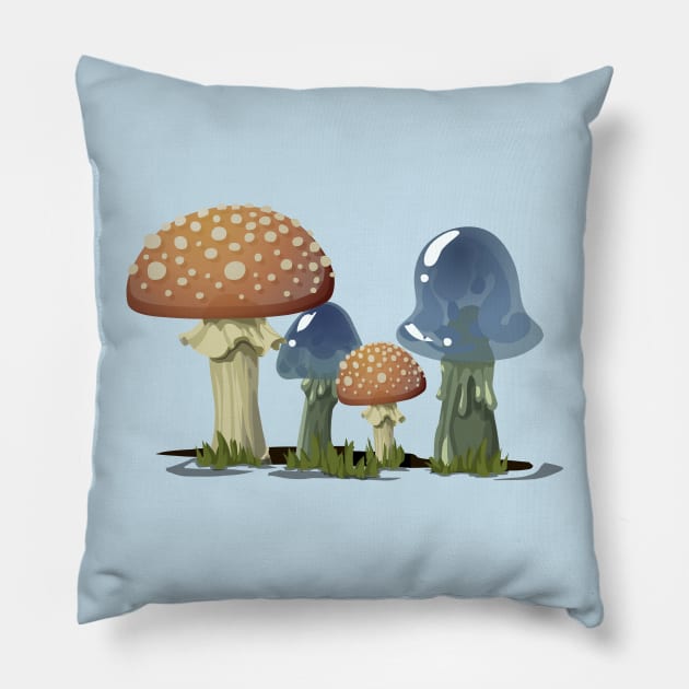 The Two Couple Mushrooms Pillow by LineXpressions