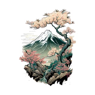Traditional japanese art (blossom tree and mount fuji) T-Shirt