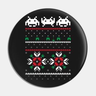 Retro Space Video Game 8 bit Pixel Ugly Christmas Sweater Pin