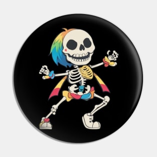 Rainbow dancing skeleton Pin