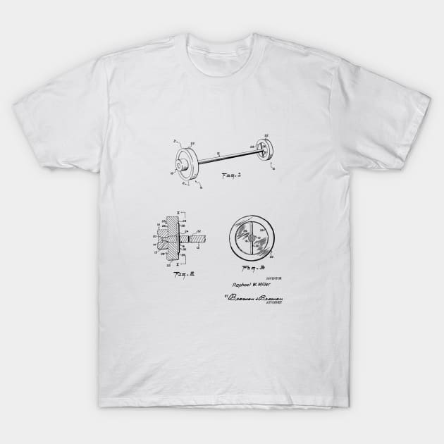 TheYoungDesigns Weight Lifting Construction Vintage Patent Hand Drawing Women's T-Shirt