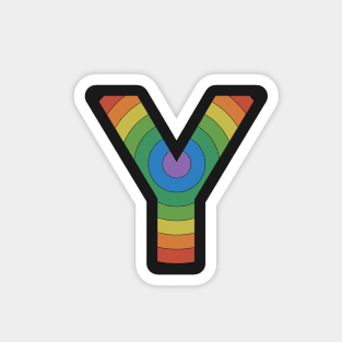 Retro  Rainbow 'Y' Sticker Magnet