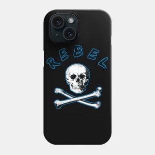 Rebel Pirate Skull and Cross Bones in Blue Phone Case