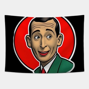 pee wee herman art design, green suit with red background Tapestry